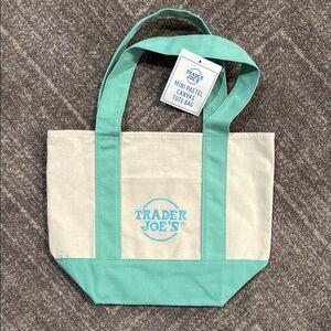 Trader Joe’s Mint Green and Cream Canvas Tote Bag